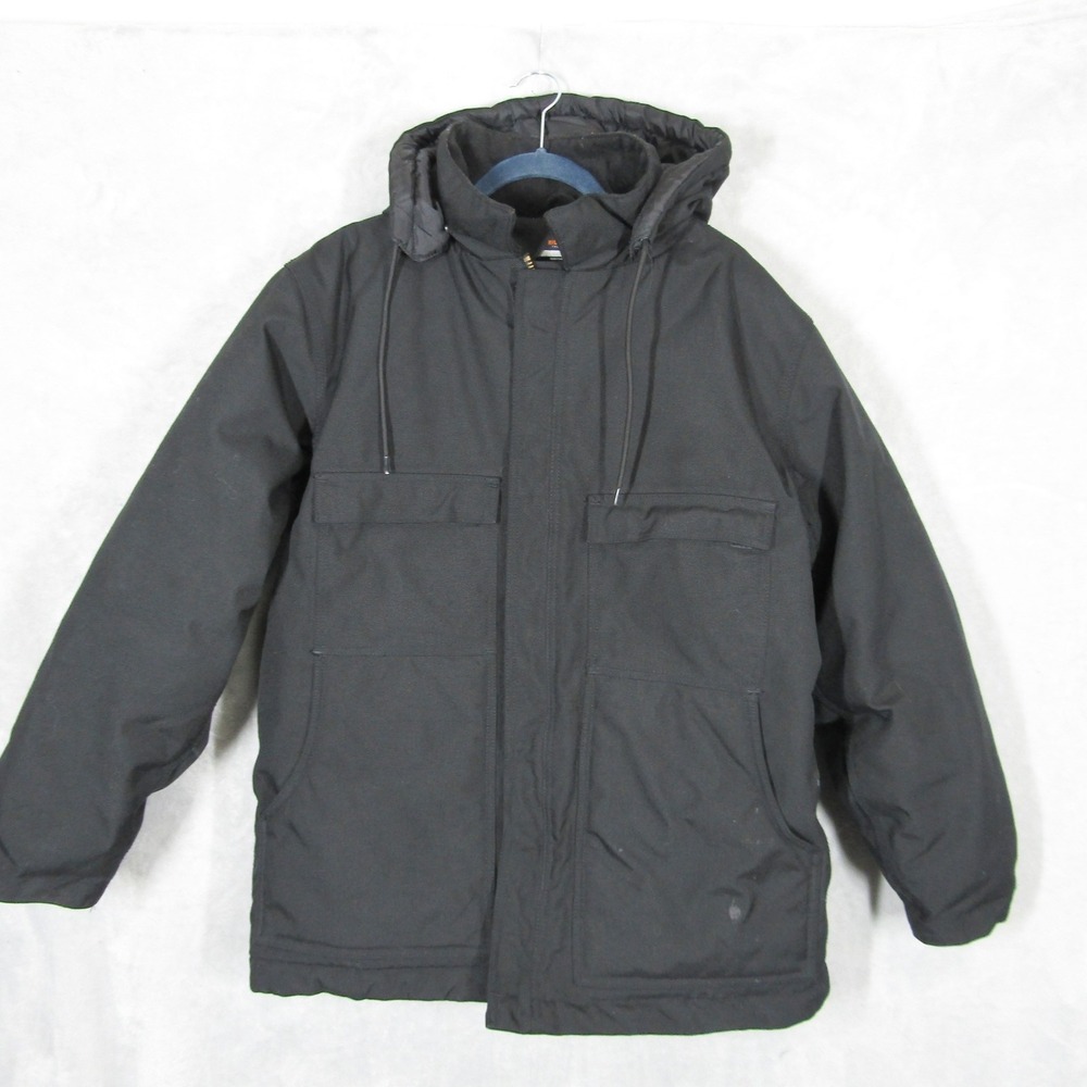 Ridgecut Toughwear Mens Large Black Hooded Insulated Work Jacket Full Zip Coat